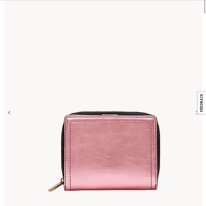 FOSSIL pink leather wallet 4.8”Lx1”Wx3.5”H